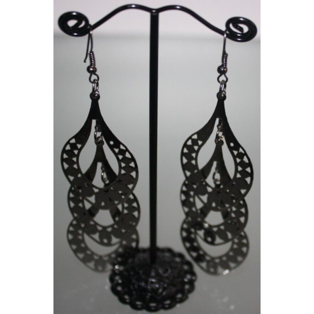 Silver Dangle Earrings Women's Boho Fashion Jewelry Art Deco Modern Gift NWT